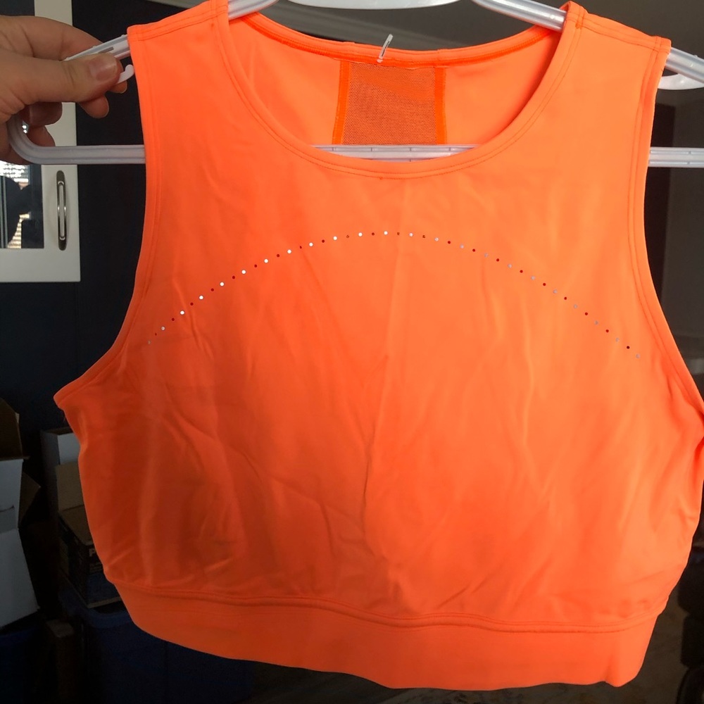 Neon orange lululemon crop tank size 8 new without tags.